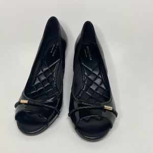 Cole Haan Black Emory Open Toe Wedge Pump Grand.ØS collection Size 8.5 B